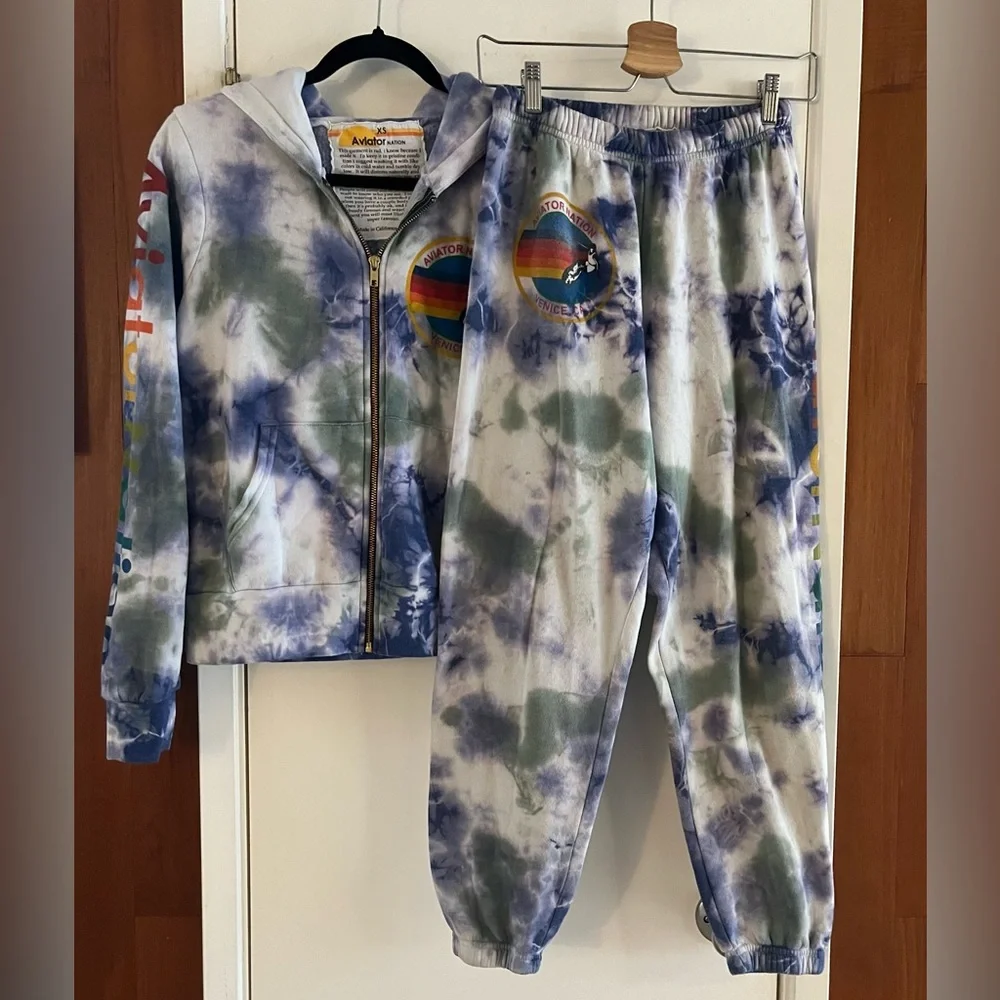 Aviator Nation Tie Dye Hoodie Pants Set - Picture 1 of 9